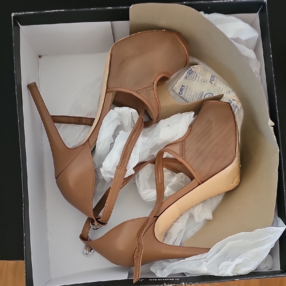 Nine West Brown Stiletto Heels with Ankle Strap